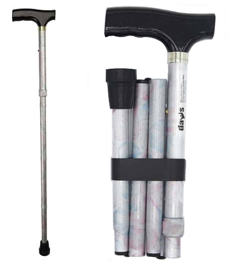 Days Folding Patterned Walking Stick - Pastel