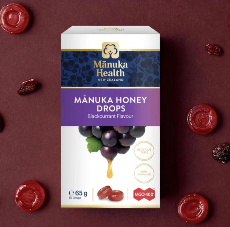 Manuka Health Manuka Honey Drops Blackcurrant 15 Pack 65g