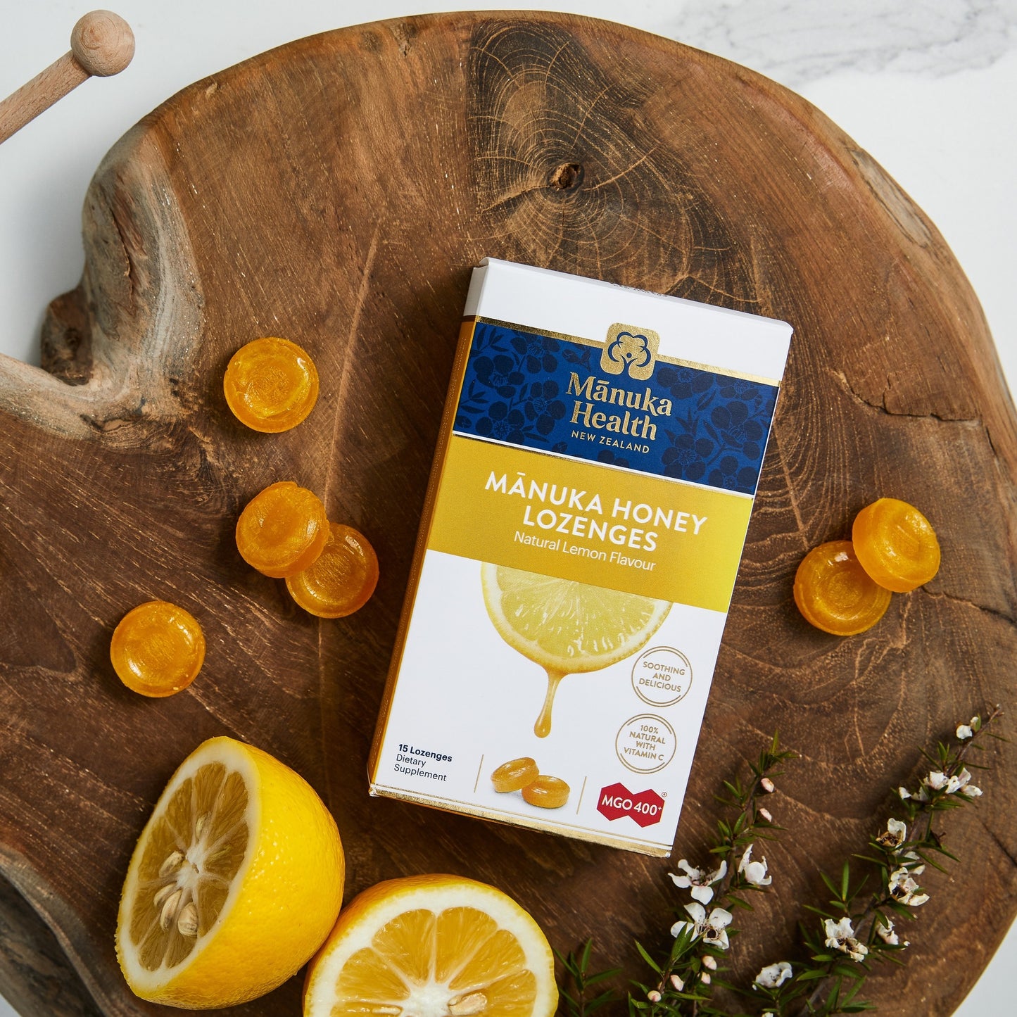 Manuka Health Manuka Honey Drops Lemon 15 Pack 65g