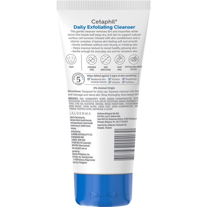 Sữa rửa mặt tẩy tế bào chết hằng ngày Cetaphil Face 178ml