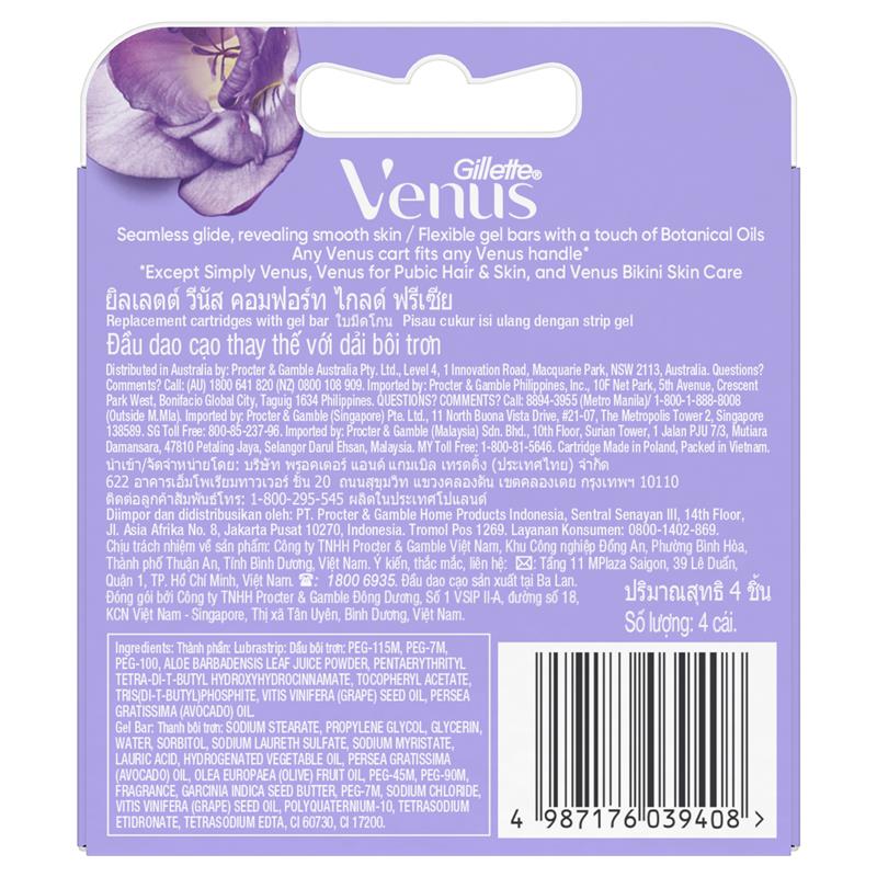 Lưỡi dao cạo râu Gillette Venus Comfort Glide Freesia 4 gói