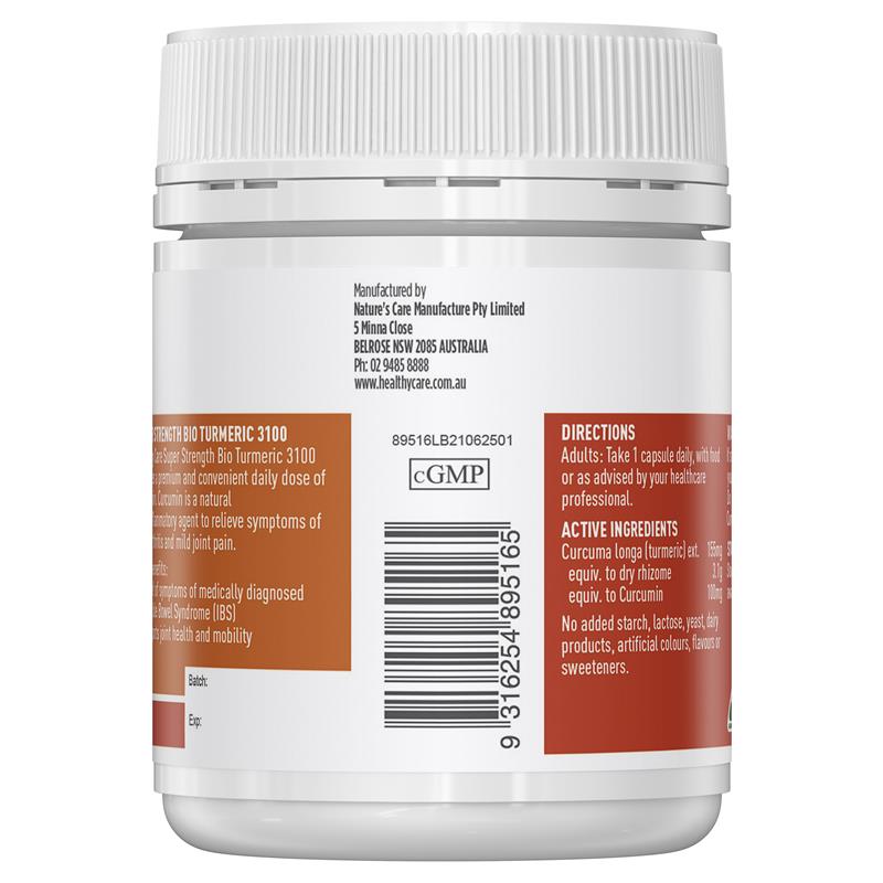 Healthy Care Super Strength Bio Turmeric 3100mg 100 Viên Nang