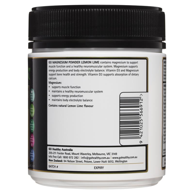GO Healthy Magnesium Powder Lemon Lime 250g
