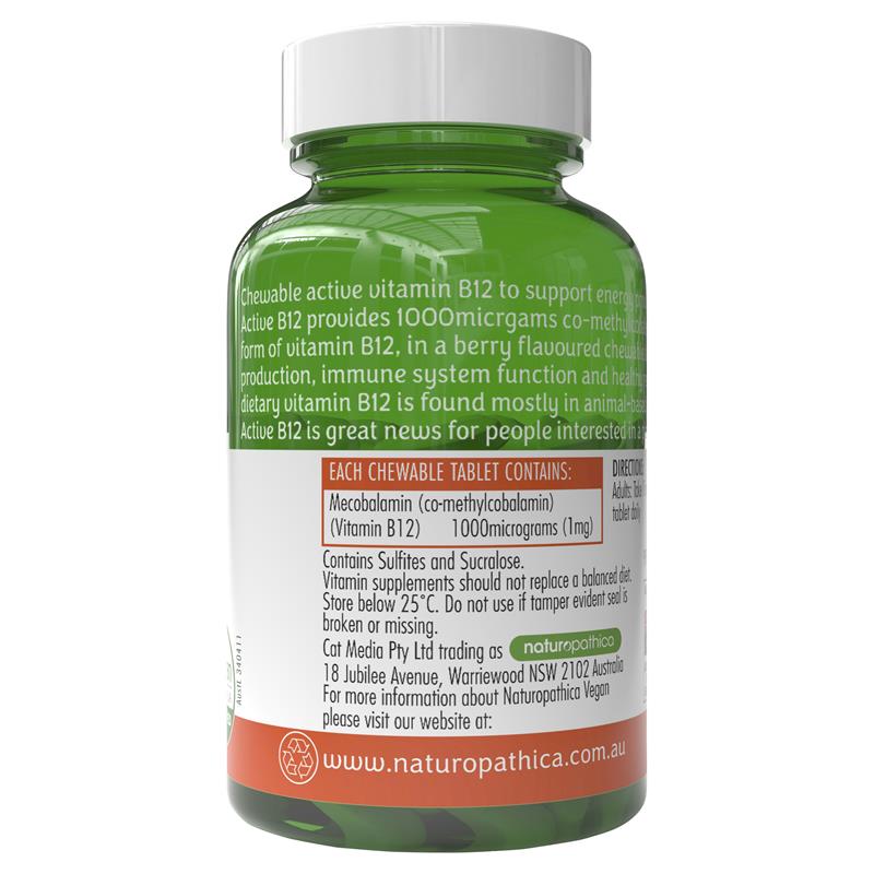 Naturopathica Vegan Active B12 60 viên nhai