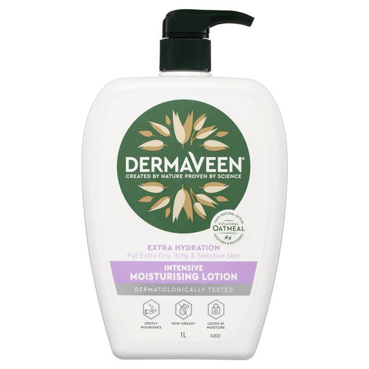 DermaVeen 额外保湿强效保湿乳液,适合极度干燥、瘙痒和敏感肌肤,1L