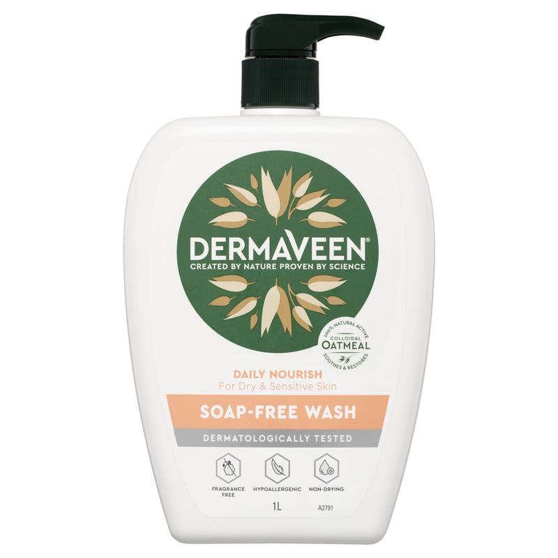 Sữa rửa mặt không xà phòng DermaVeen Daily Nourish dành cho da khô và nhạy cảm 1L