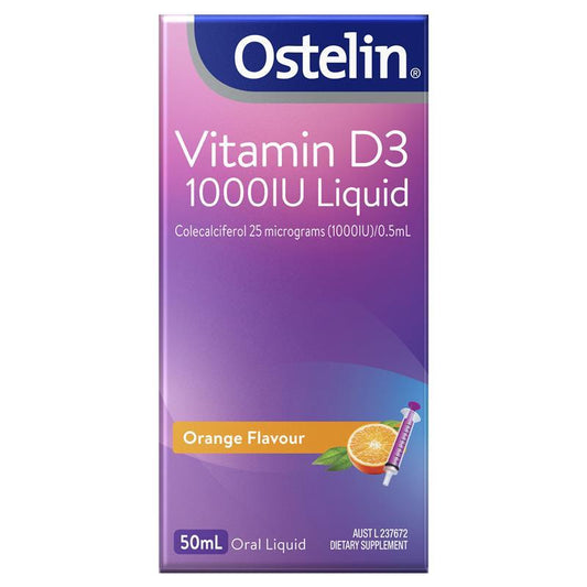 Ostelin 维生素 D 1000IU 液体 - D3 促进骨骼健康 + 免疫支持 - 50 毫升