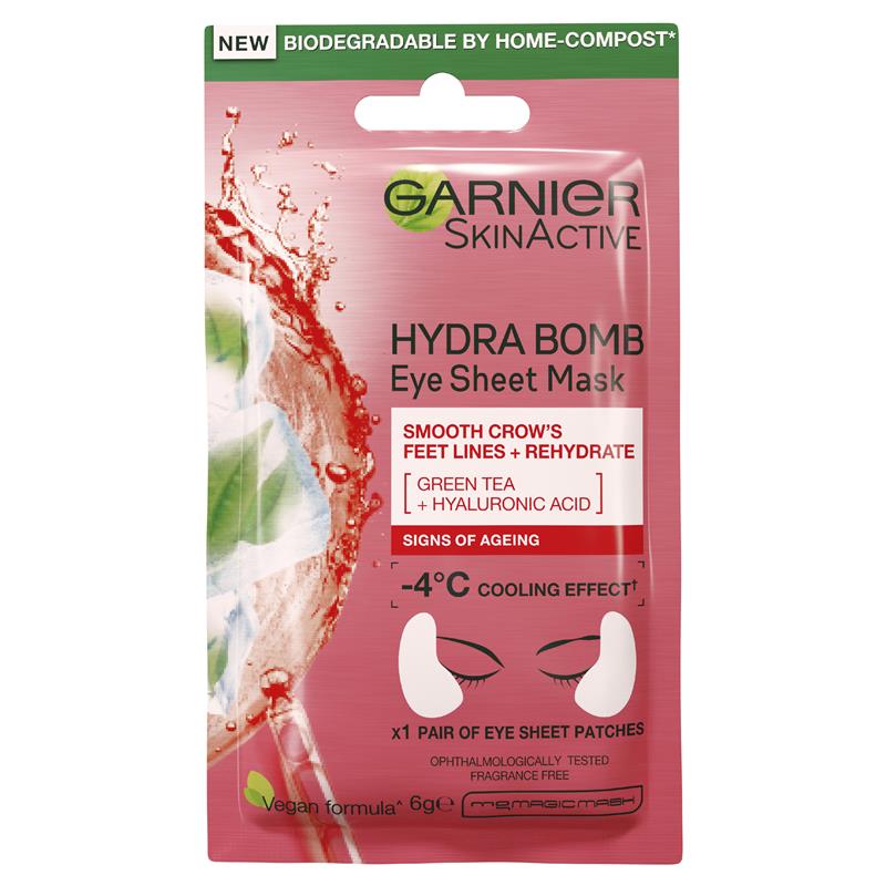 Mặt nạ mắt chống lão hóa Garnier Hydra Bomb Hyaluronic Acid + Trà xanh