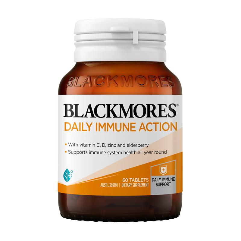 Blackmores Daily Immune Action Vitamin C, D & Kẽm 60 Viên