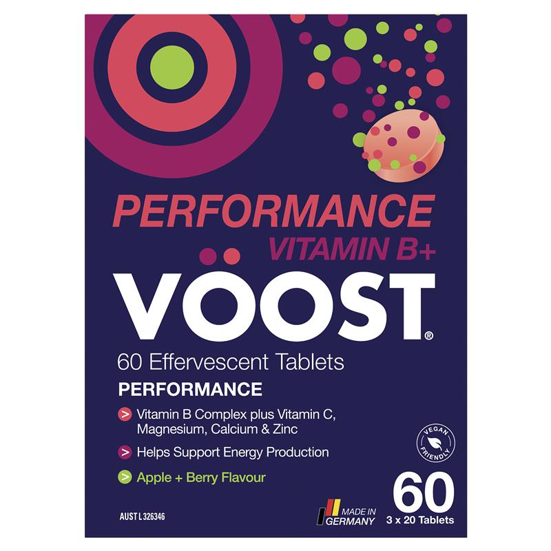 Voost Vitamin B+ Apple + Berry Performance Viên sủi bọt 60 viên Kích thước độc quyền