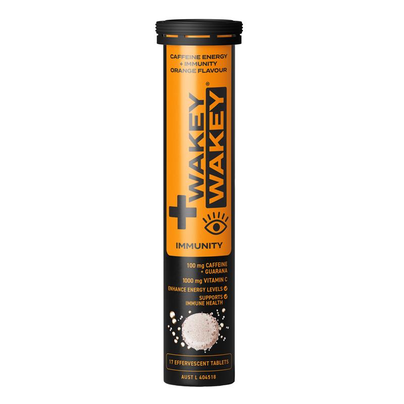 Viên sủi tăng cường miễn dịch Wakey Wakey Caffeine Plus hương cam 17 viên