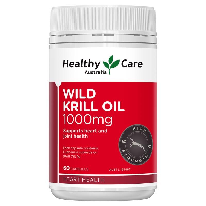 Dầu nhuyễn thể Healthy Care Wild Krill Oil 1000mg 60 viên nang mềm
