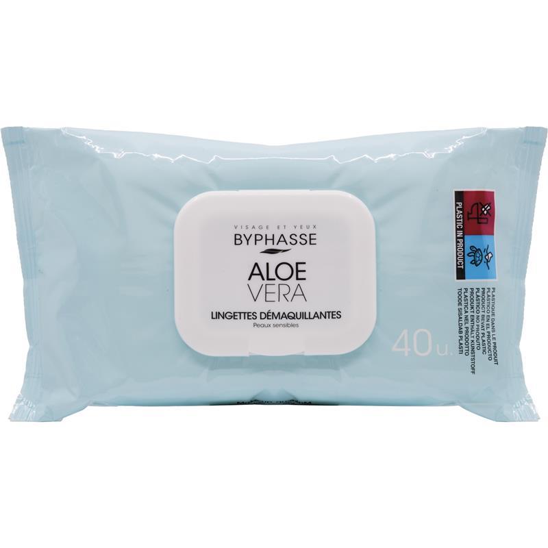 Khăn lau tẩy trang Byphasse Aloe Vera dành cho da nhạy cảm 40