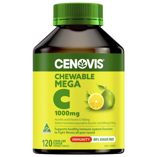 Cenovis 咀嚼片 超级维生素 C 1000 毫克 柠檬青柠味 120 片