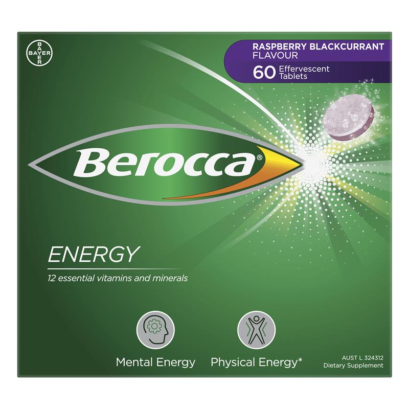 Berocca Performance Raspberry and Blackcurrant 60 Effervescent Tablets Exclusive Size