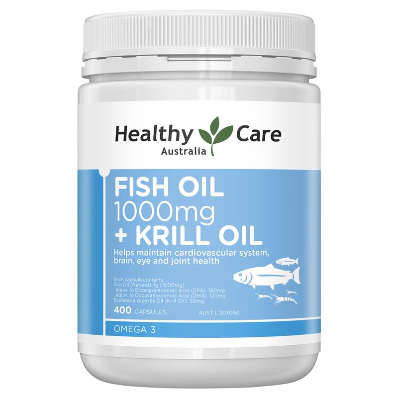 Healthy Care 鱼油 1000 毫克和磷虾 400 粒胶囊