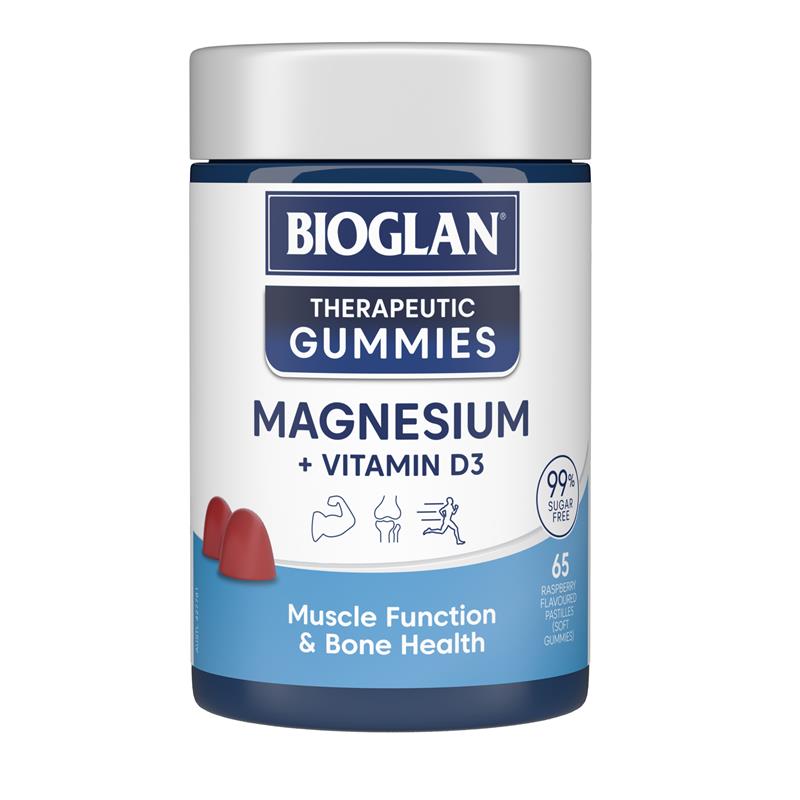 Kẹo dẻo Bioglan Therapeutic Magnesium + Vitamin D3 65 viên