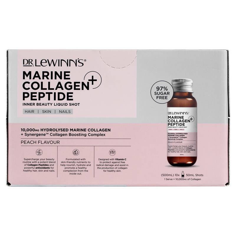 Dr Lewinns Collagen Inner Beauty Liquid Shot Peach 10 x 50ml