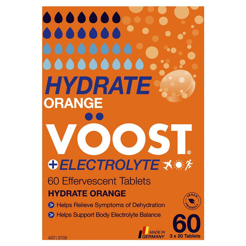 Viên sủi bọt Voost Hydrate Orange 60 viên, kích thước độc quyền