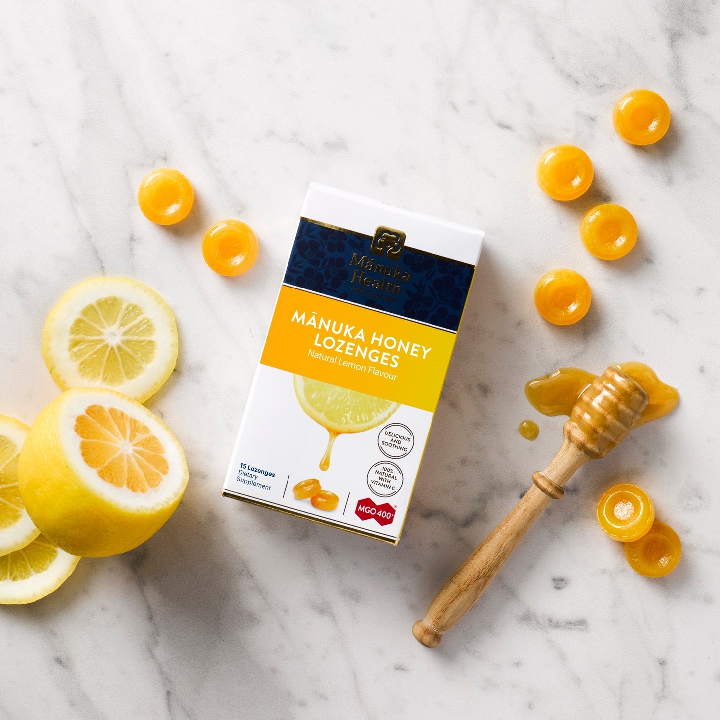 Manuka Health Manuka Honey Drops Lemon 15 Pack 65g