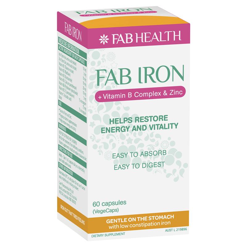 Fab Iron + Vitamin B Complex và Kẽm 60 Viên