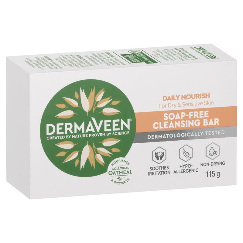 Thanh làm sạch không xà phòng DermaVeen Daily Nourish dành cho da khô và nhạy cảm 115g