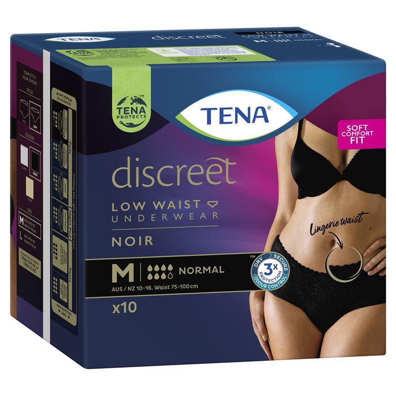 Tena 女士低腰裤 黑色 中号 10 条装
