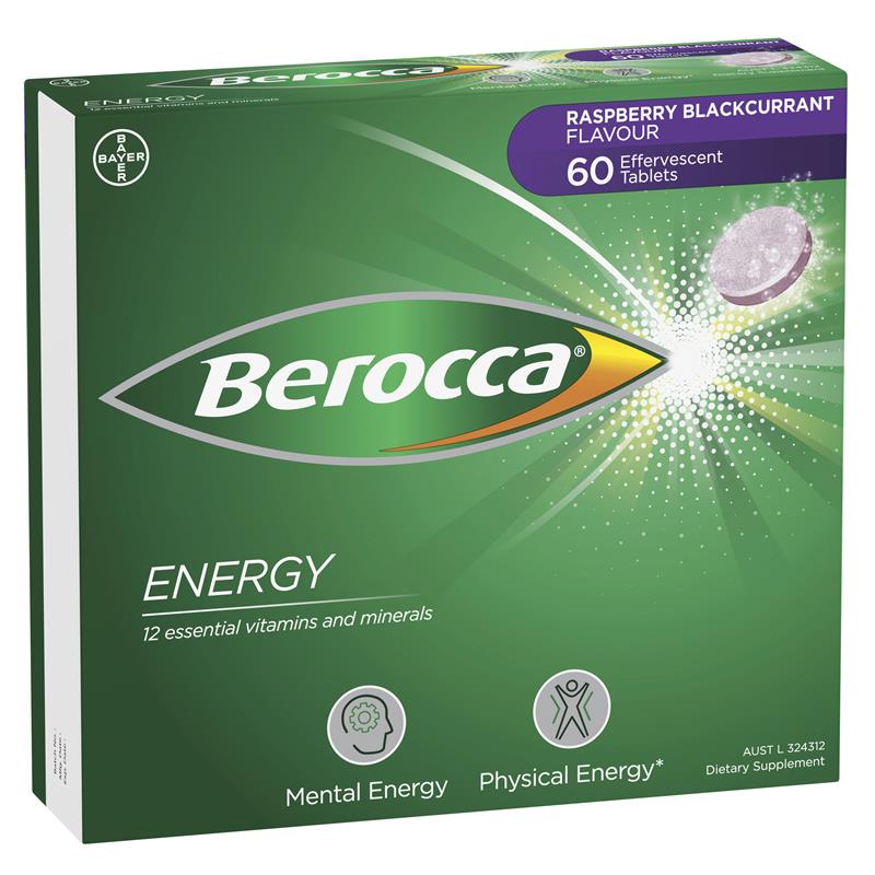 Berocca Performance Raspberry and Blackcurrant 60 Effervescent Tablets Exclusive Size