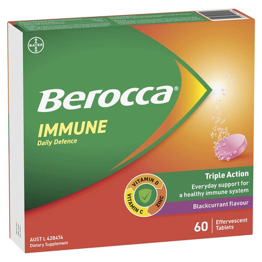 Berocca 免疫日常防御黑加仑味 60 片泡腾片 独家规格