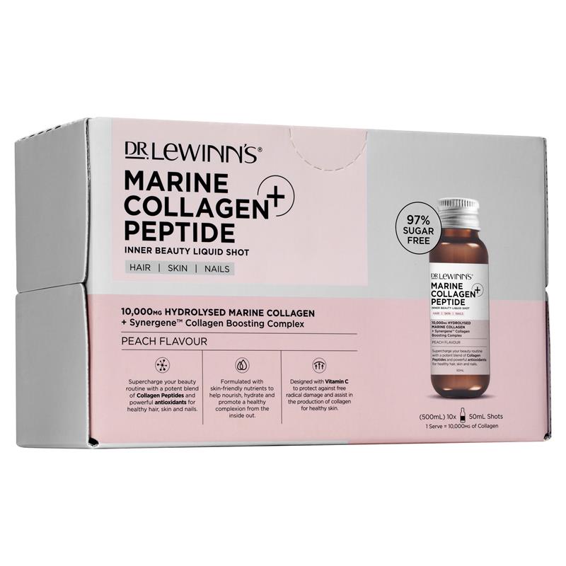 Dr Lewinns Collagen Inner Beauty Liquid Shot Peach 10 x 50ml