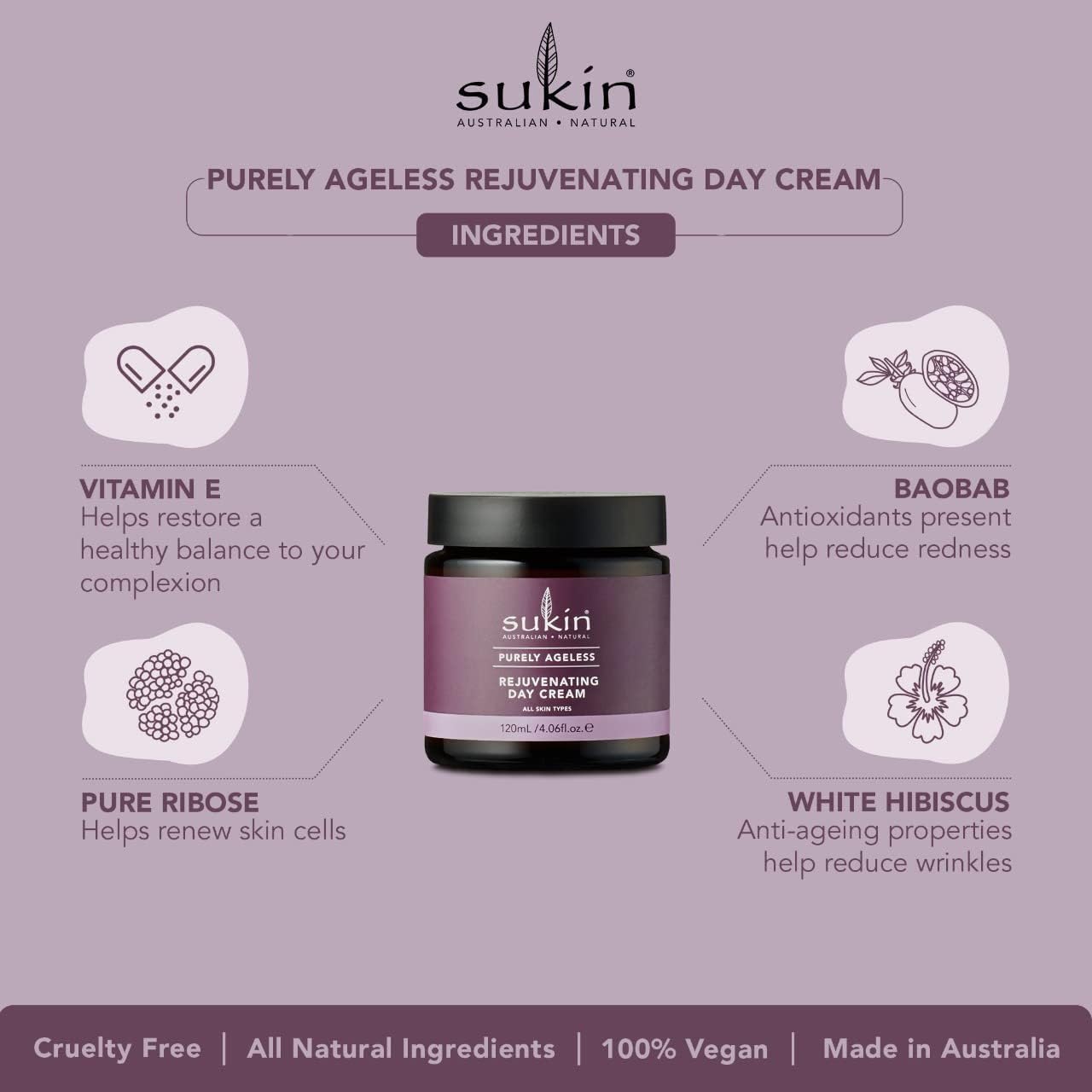 Kem dưỡng da ban ngày Sukin Purely Ageless Rejuvenating 120ml