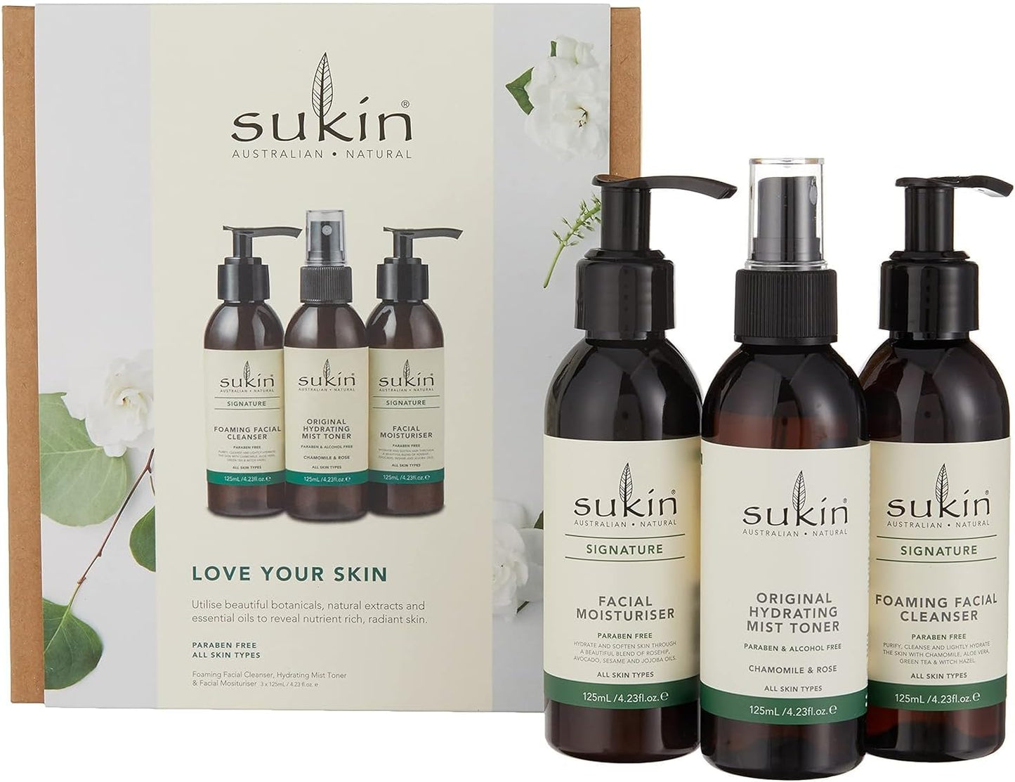 Bộ quà tặng sữa rửa mặt dưỡng ẩm và nước hoa hồng Sukin Love Your Skin Signature