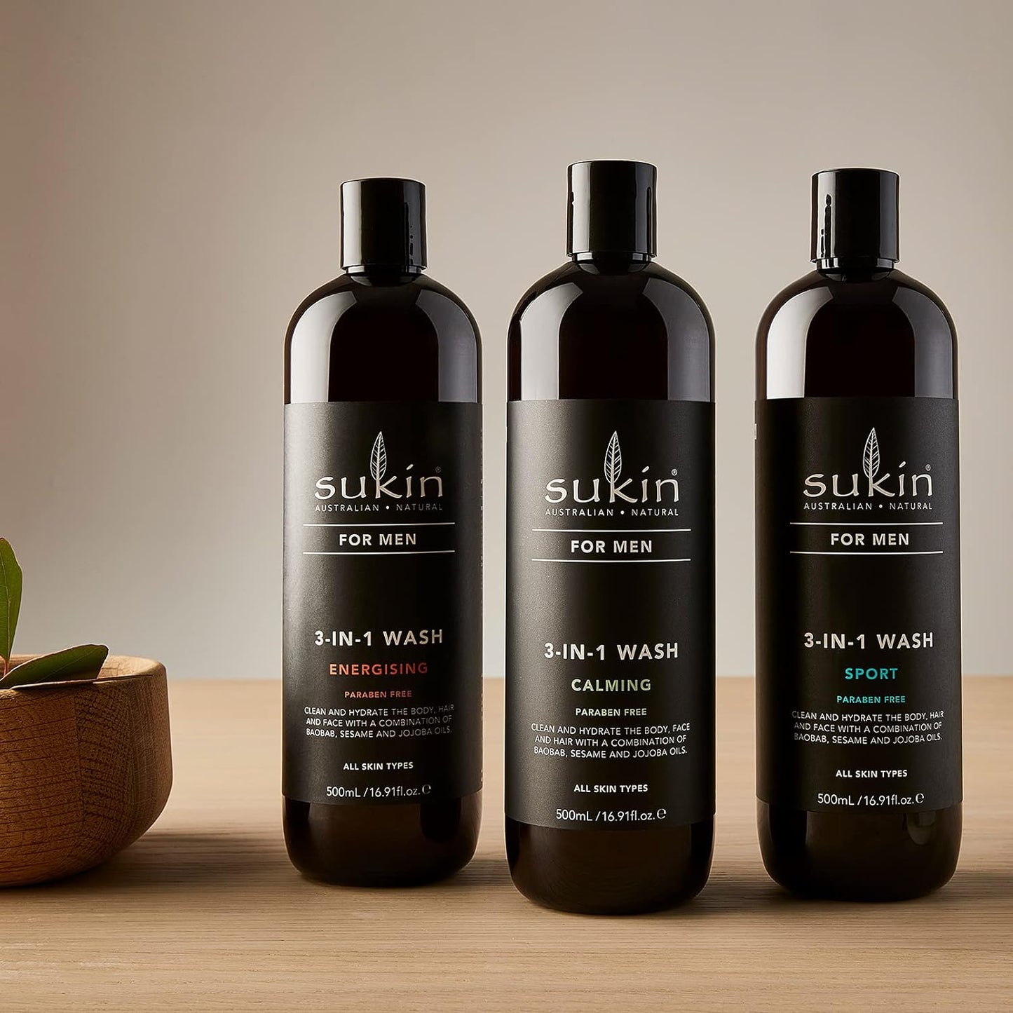 Sữa rửa mặt Sukin For Men 3 trong 1 Energising 500ml
