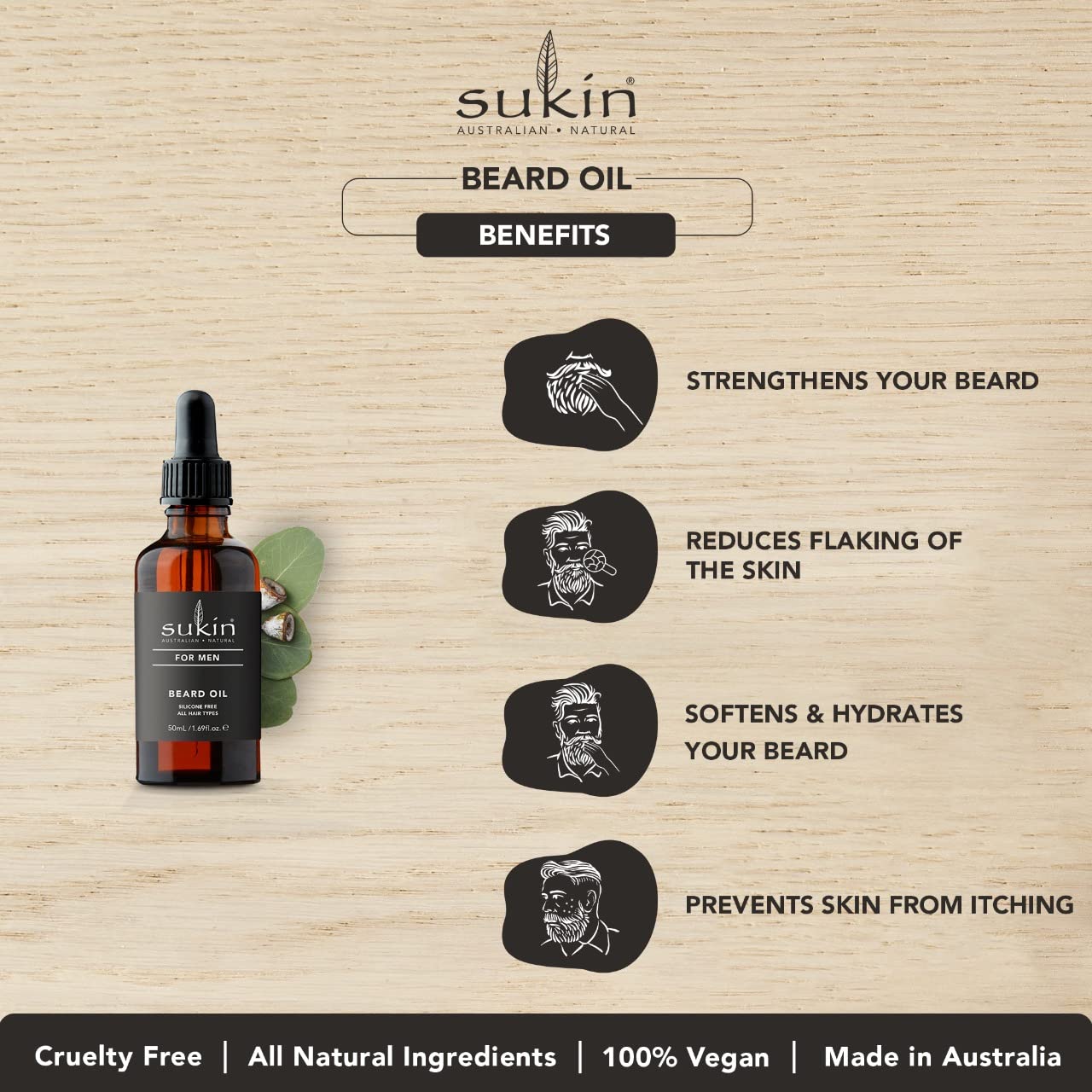 Dầu dưỡng râu Sukin For Men 50ml