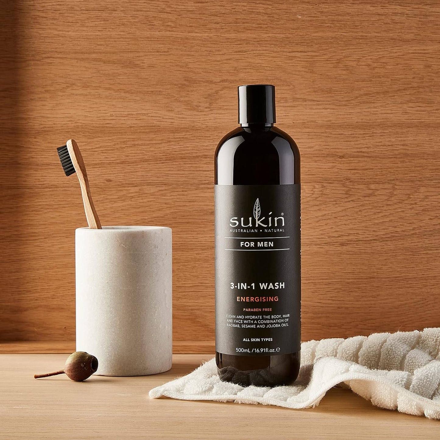 Sữa rửa mặt Sukin For Men 3 trong 1 Energising 500ml