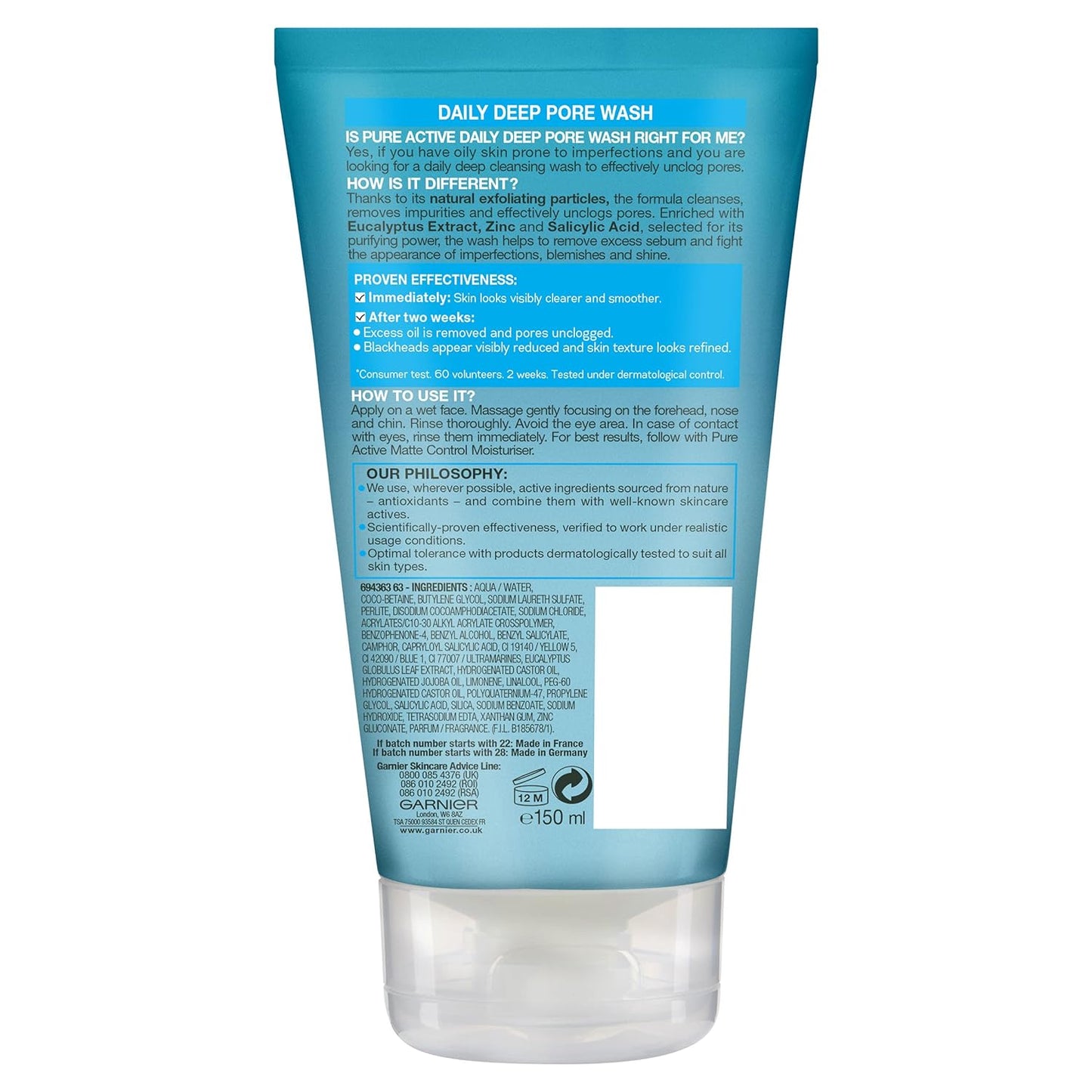 Sữa rửa mặt Garnier Skin Naturals Pure Deep Pore 150mL