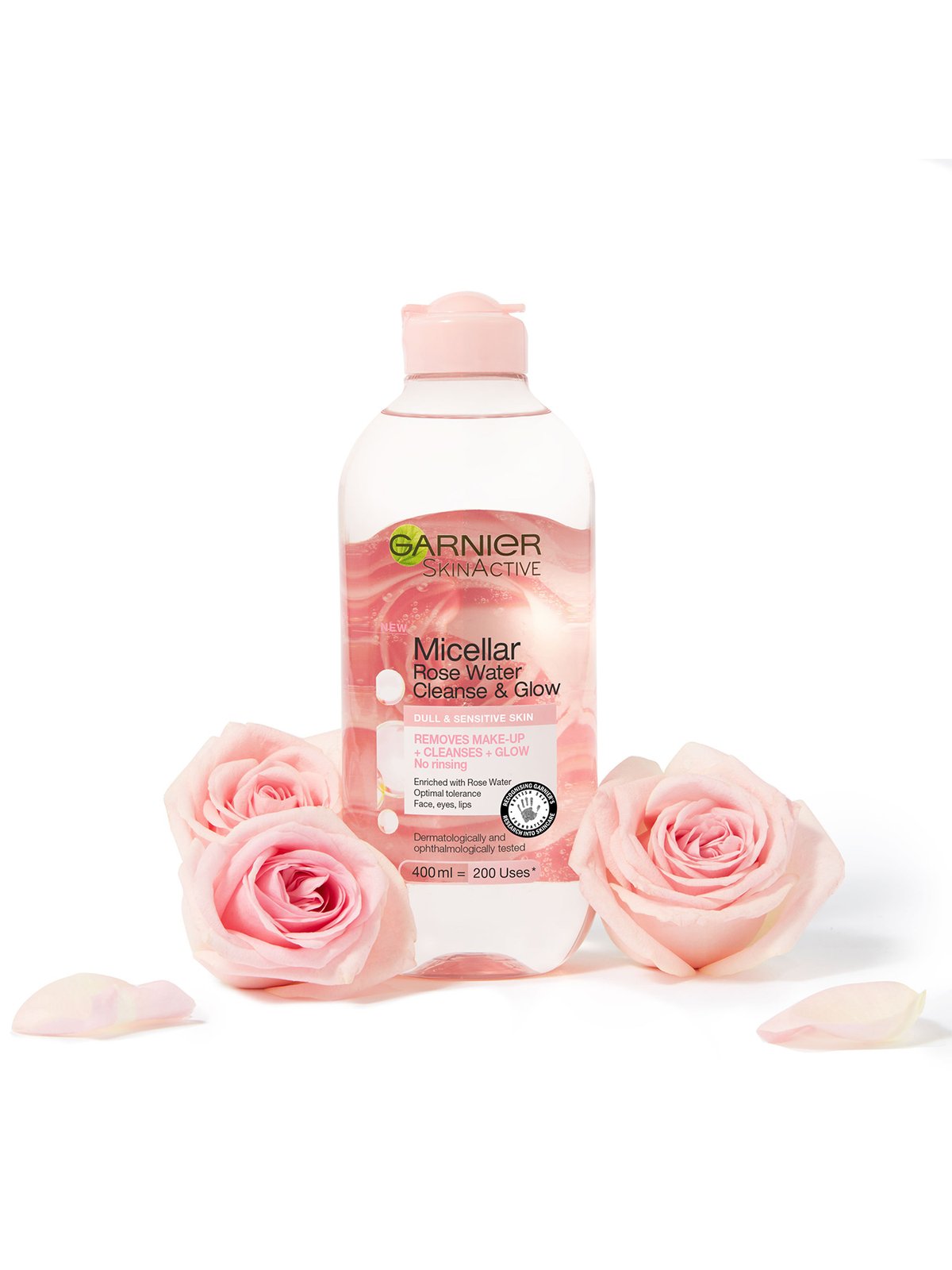 Nước tẩy trang Garnier SkinActive Micellar Rose Cleansing Water Clean & Glow 400ml