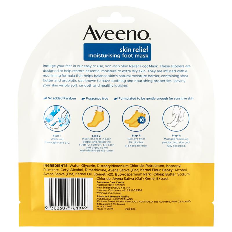 Aveeno Skin Relief Moisturising Fragrance Free Foot Mask 1 Pair
