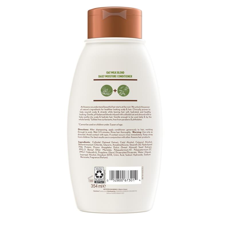 Aveeno 燕麦奶混合保湿护发素,适合干燥和受损发质,354 毫升