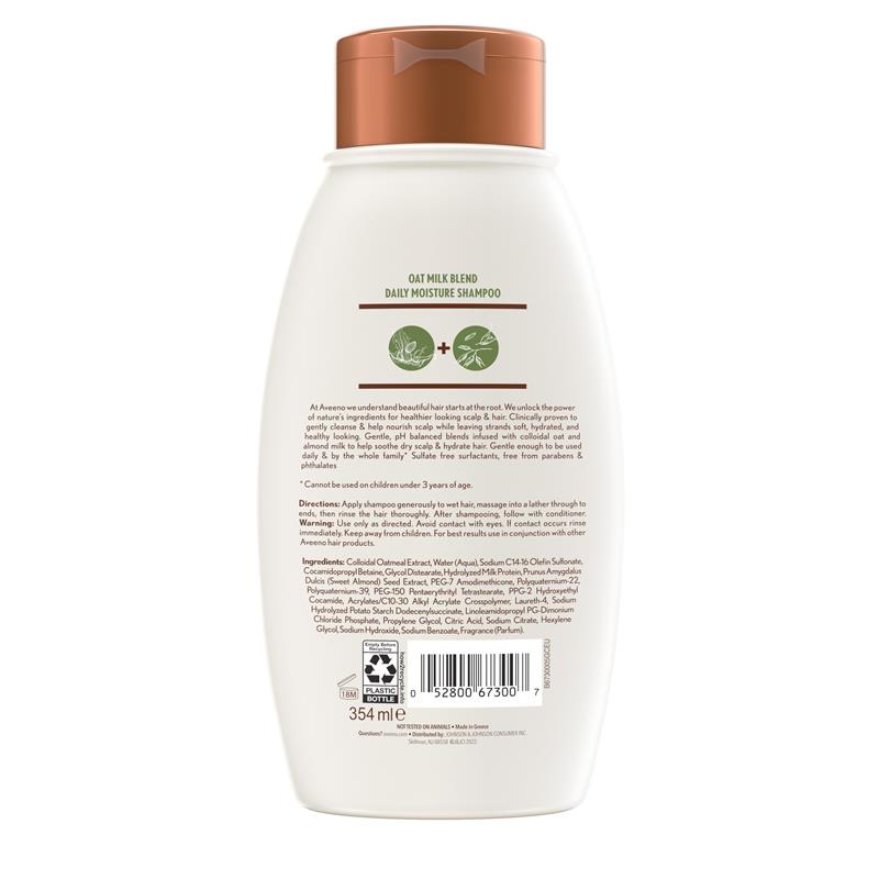 Aveeno 燕麦奶混合保湿洗发水,适合干燥和受损发质,354 毫升