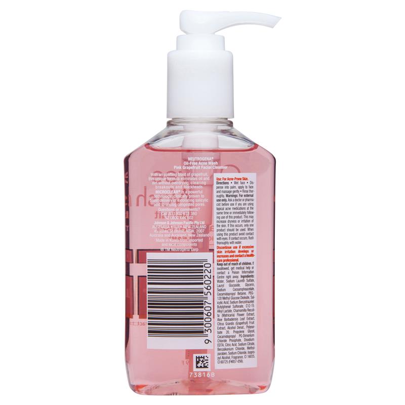 Sữa rửa mặt Neutrogena Oil Free Acne Wash Pink Grapefruit 175ml