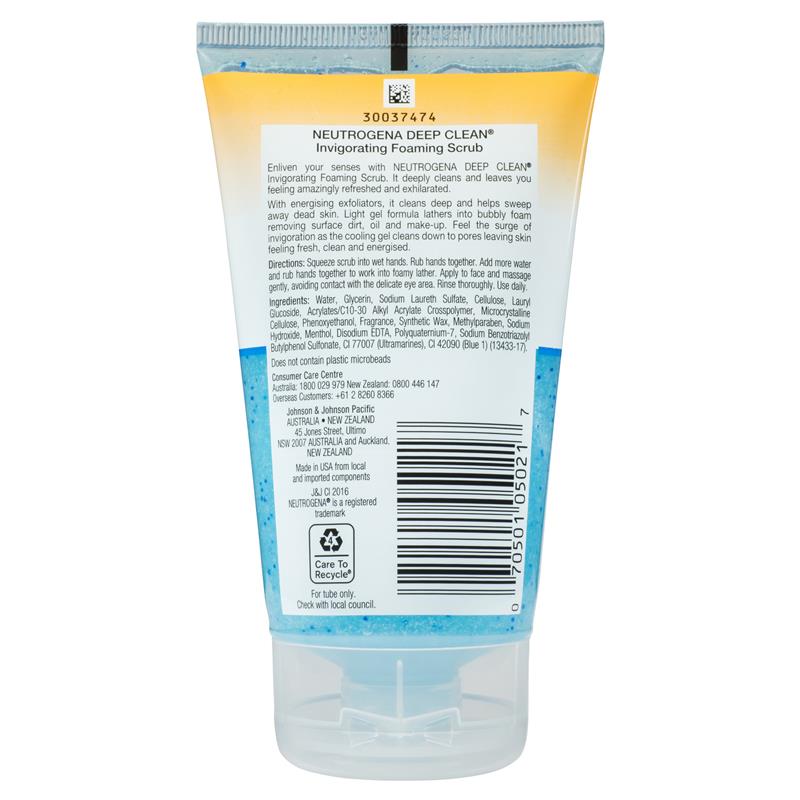 Sữa rửa mặt tạo bọt làm sạch sâu Neutrogena Deep Clean Invigorating Foaming Scrub 125mL