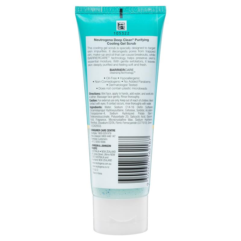 Sữa rửa mặt Neutrogena Deep Clean Purifying Cooling Gel Scrub 100g