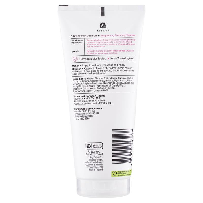 Sữa rửa mặt tạo bọt làm sáng da Neutrogena Deep Clean 175g