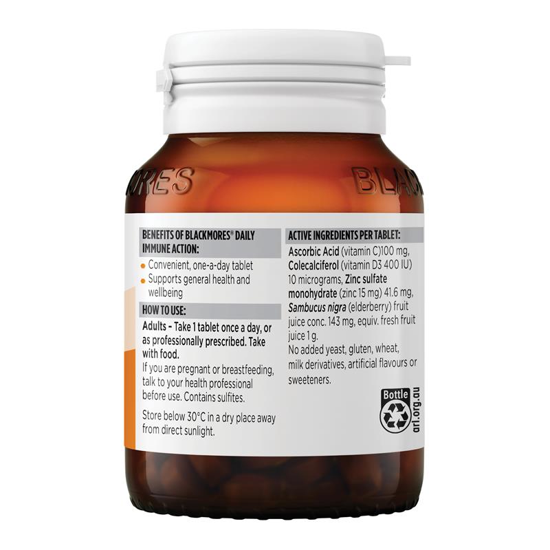 Blackmores Daily Immune Action Vitamin C, D & Kẽm 60 Viên