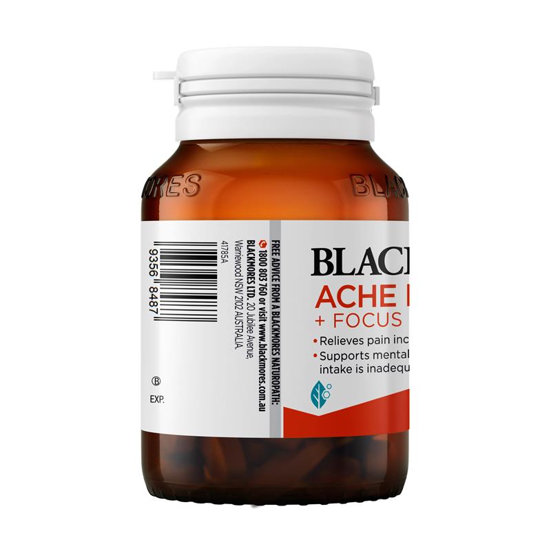 Viên uống giảm đau Blackmores Ache Relief + Focus 60 viên