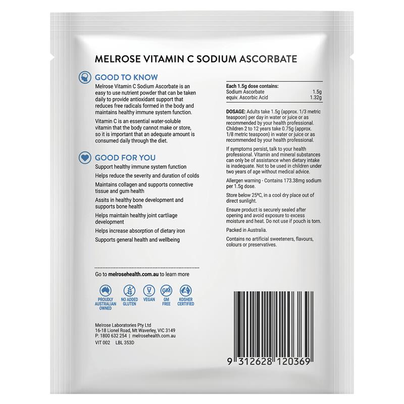 Melrose Vitamin C + Sodium Ascorbate 125g Bột