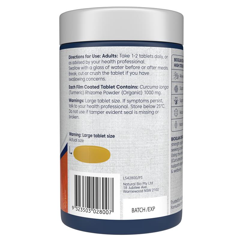 Bioglan Turmeric 1000mg 250 Tablets Exclusive Size