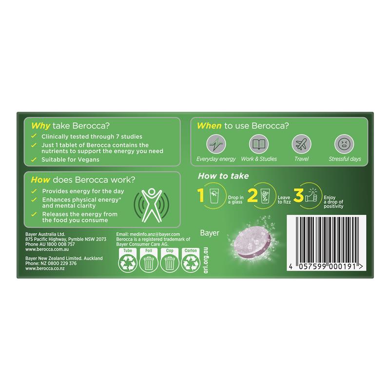 Berocca Performance Raspberry and Blackcurrant 30 Effervescent Tablets
