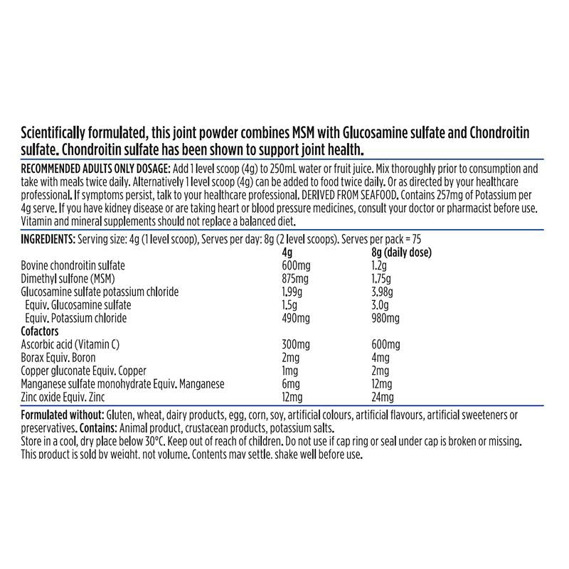 Nutra-Life Glucosamine Chondroitin Msm Joint Food 300g Powder